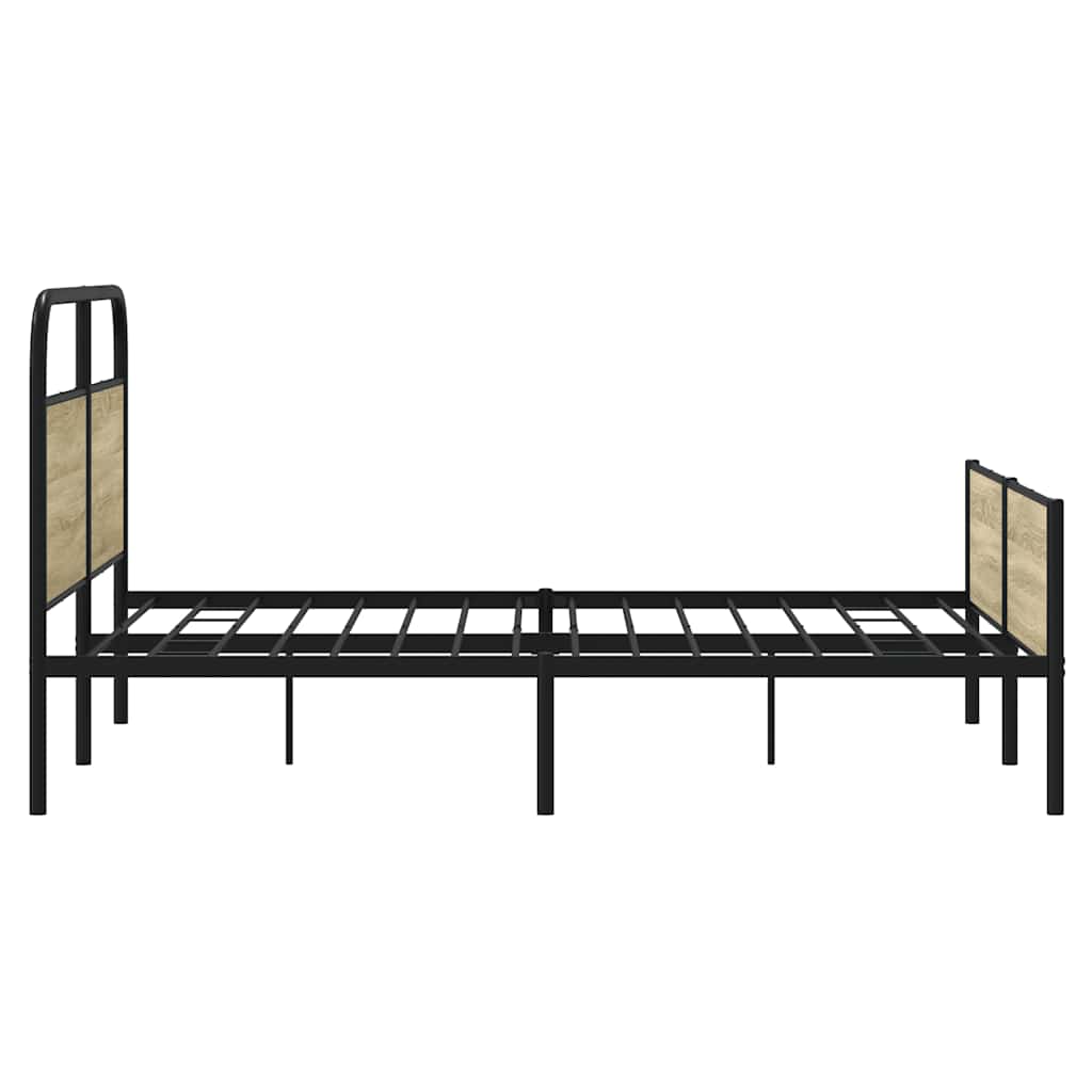 Bedframe zonder matras metaal sonoma eikenkleurig 150x200 cm is nu te koop bij PeponiXL, paradijselijk wonen!