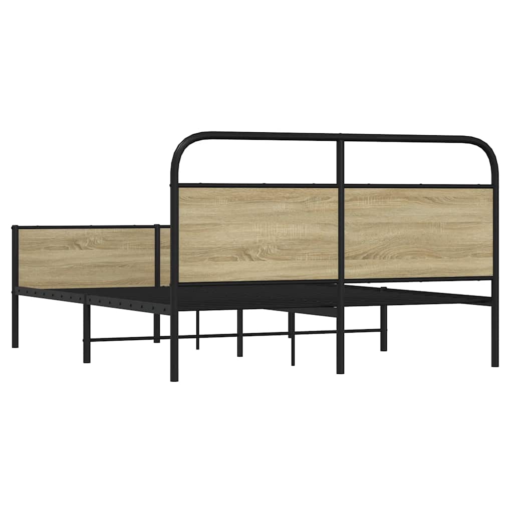 Bedframe zonder matras metaal sonoma eikenkleurig 160x200 cm is nu te koop bij PeponiXL, paradijselijk wonen!