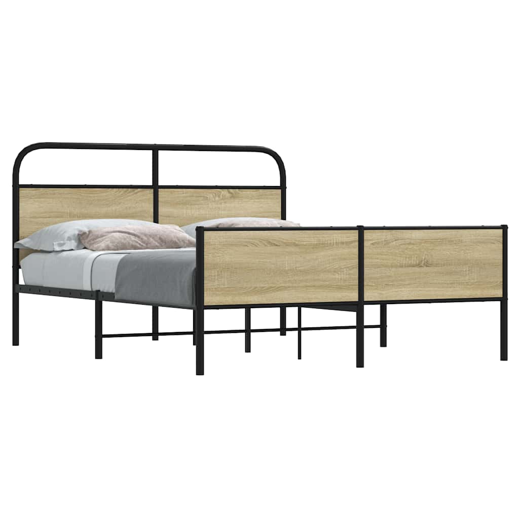 Bedframe zonder matras metaal sonoma eikenkleurig 160x200 cm is nu te koop bij PeponiXL, paradijselijk wonen!