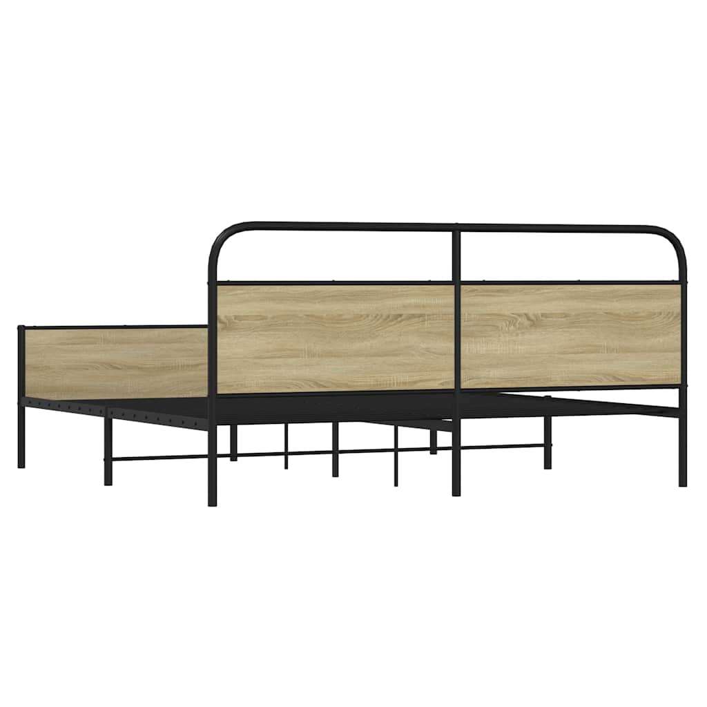 Bedframe zonder matras metaal sonoma eikenkleurig 180x200 cm is nu te koop bij PeponiXL, paradijselijk wonen!