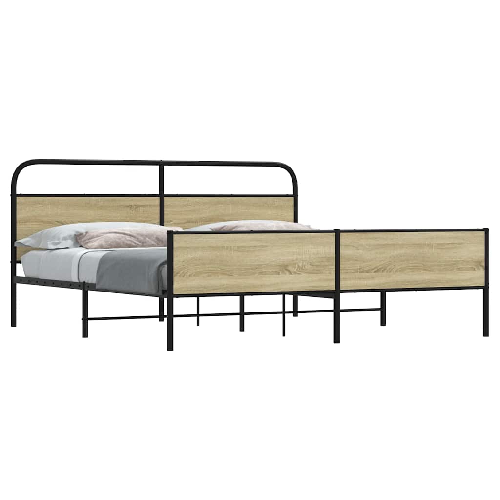 Bedframe zonder matras metaal sonoma eikenkleurig 180x200 cm is nu te koop bij PeponiXL, paradijselijk wonen!