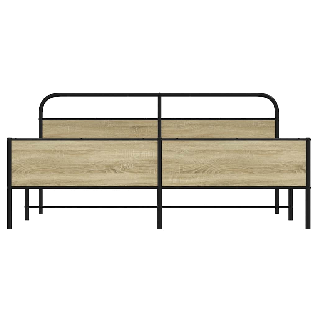 Bedframe zonder matras metaal sonoma eikenkleurig 183x213 cm is nu te koop bij PeponiXL, paradijselijk wonen!
