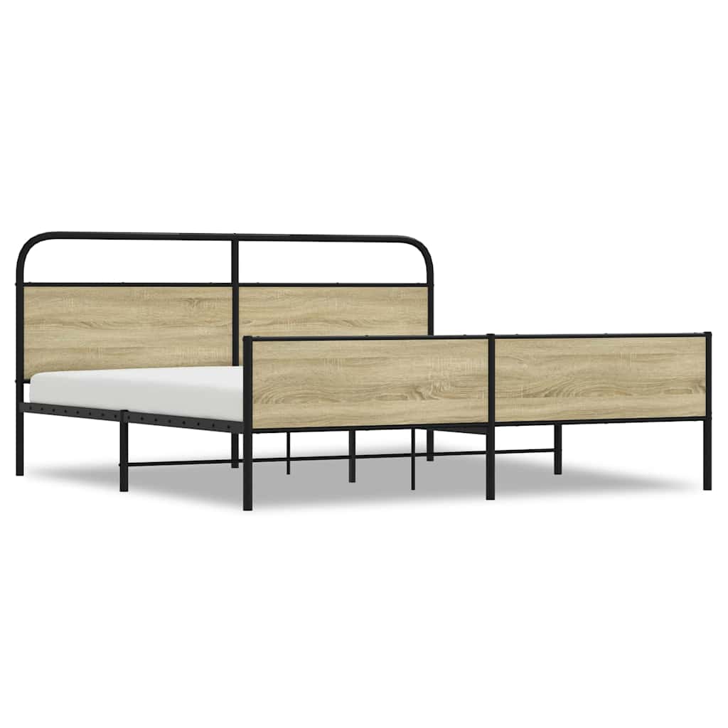 Bedframe zonder matras metaal sonoma eikenkleurig 193x203 cm is nu te koop bij PeponiXL, paradijselijk wonen!