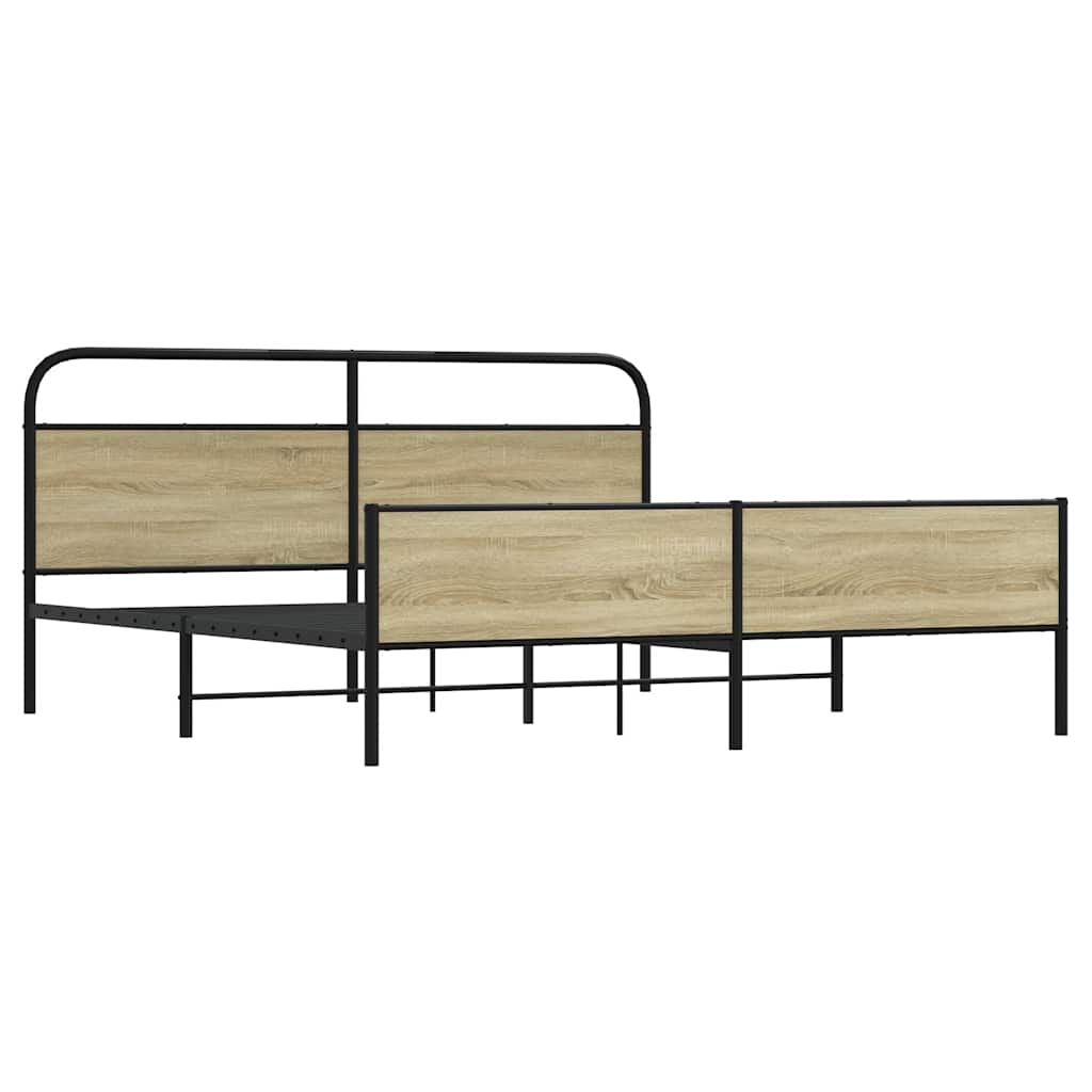 Bedframe zonder matras metaal sonoma eikenkleurig 193x203 cm is nu te koop bij PeponiXL, paradijselijk wonen!