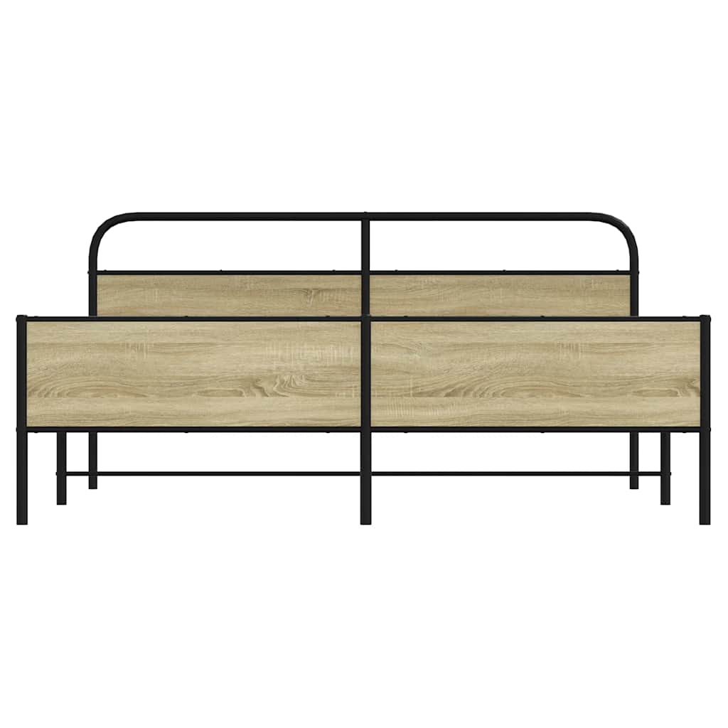 Bedframe zonder matras metaal sonoma eikenkleurig 193x203 cm is nu te koop bij PeponiXL, paradijselijk wonen!