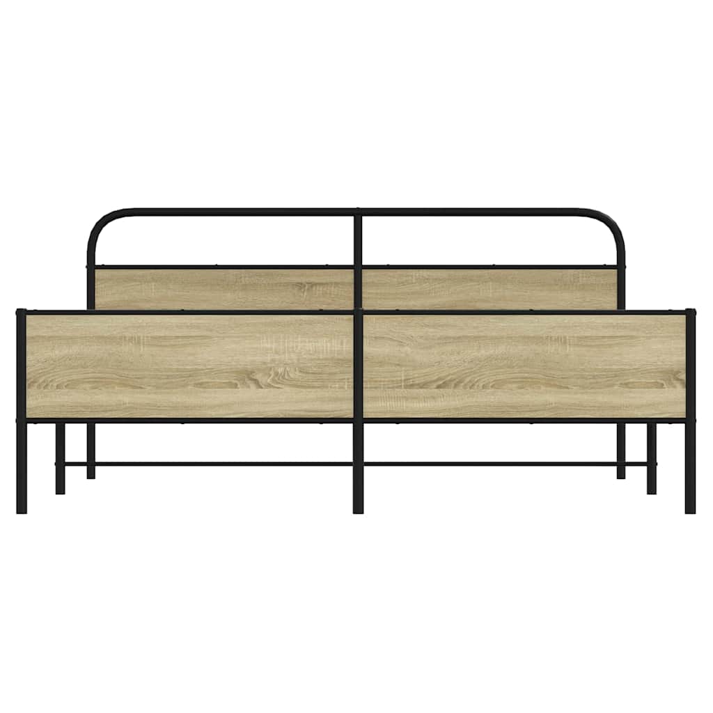 Bedframe zonder matras metaal sonoma eikenkleur 200x200 cm is nu te koop bij PeponiXL, paradijselijk wonen!