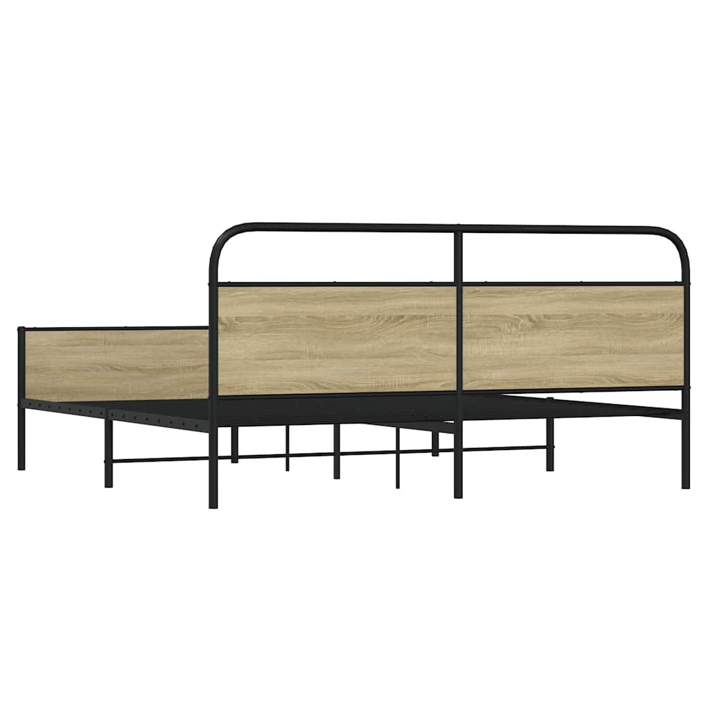 Bedframe zonder matras metaal sonoma eikenkleur 200x200 cm is nu te koop bij PeponiXL, paradijselijk wonen!