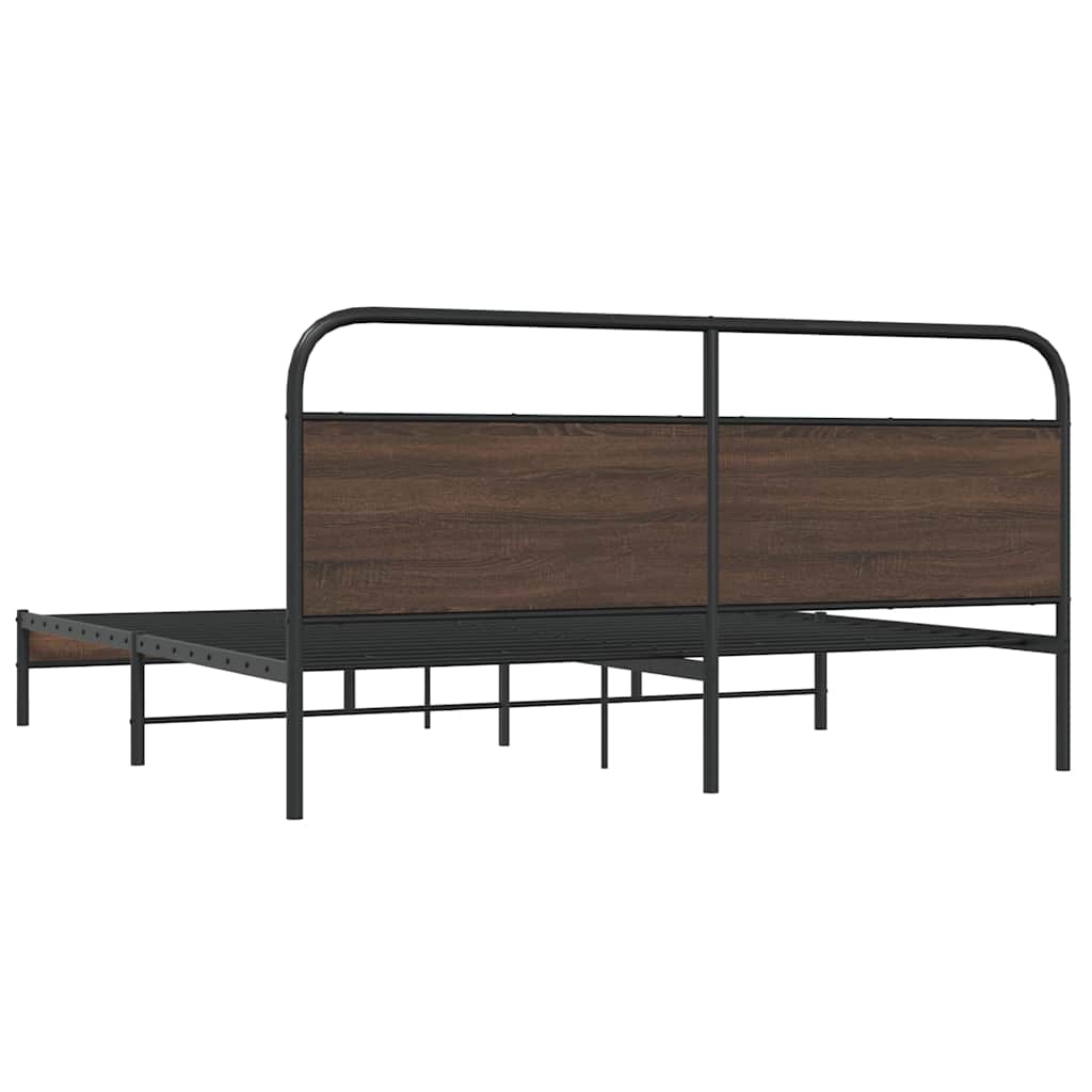 Bedframe zonder matras metaal bruin eikenkleur 180x200 cm is nu te koop bij PeponiXL, paradijselijk wonen!