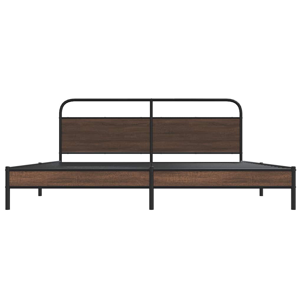 Bedframe zonder matras metaal bruin eikenkleurig 200x200 cm is nu te koop bij PeponiXL, paradijselijk wonen!