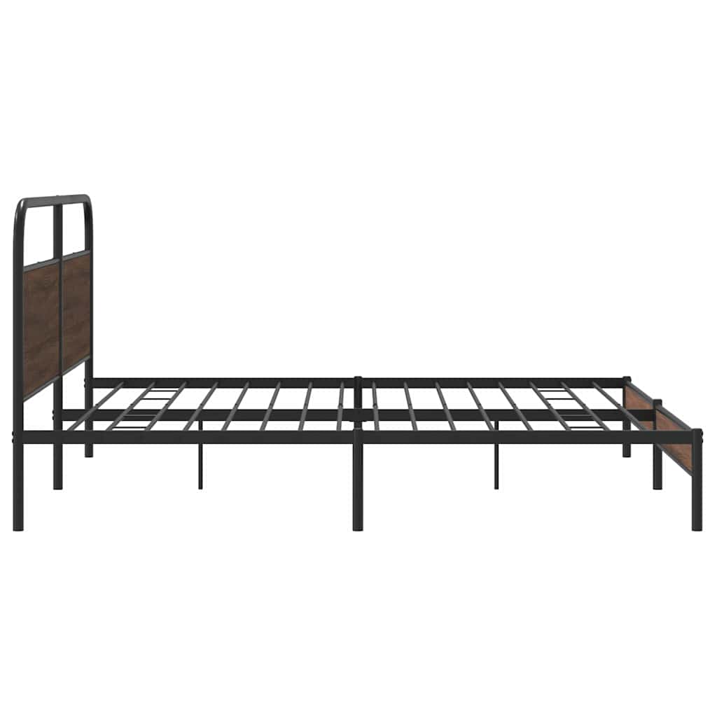 Bedframe zonder matras metaal bruin eikenkleurig 200x200 cm is nu te koop bij PeponiXL, paradijselijk wonen!