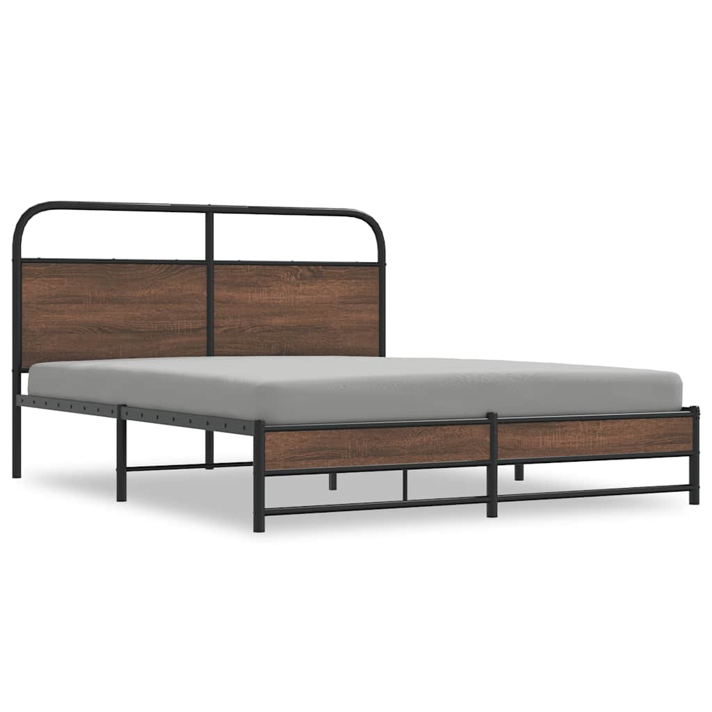 Bedframe zonder matras metaal bruin eikenkleurig 160x200 cm is nu te koop bij PeponiXL, paradijselijk wonen!