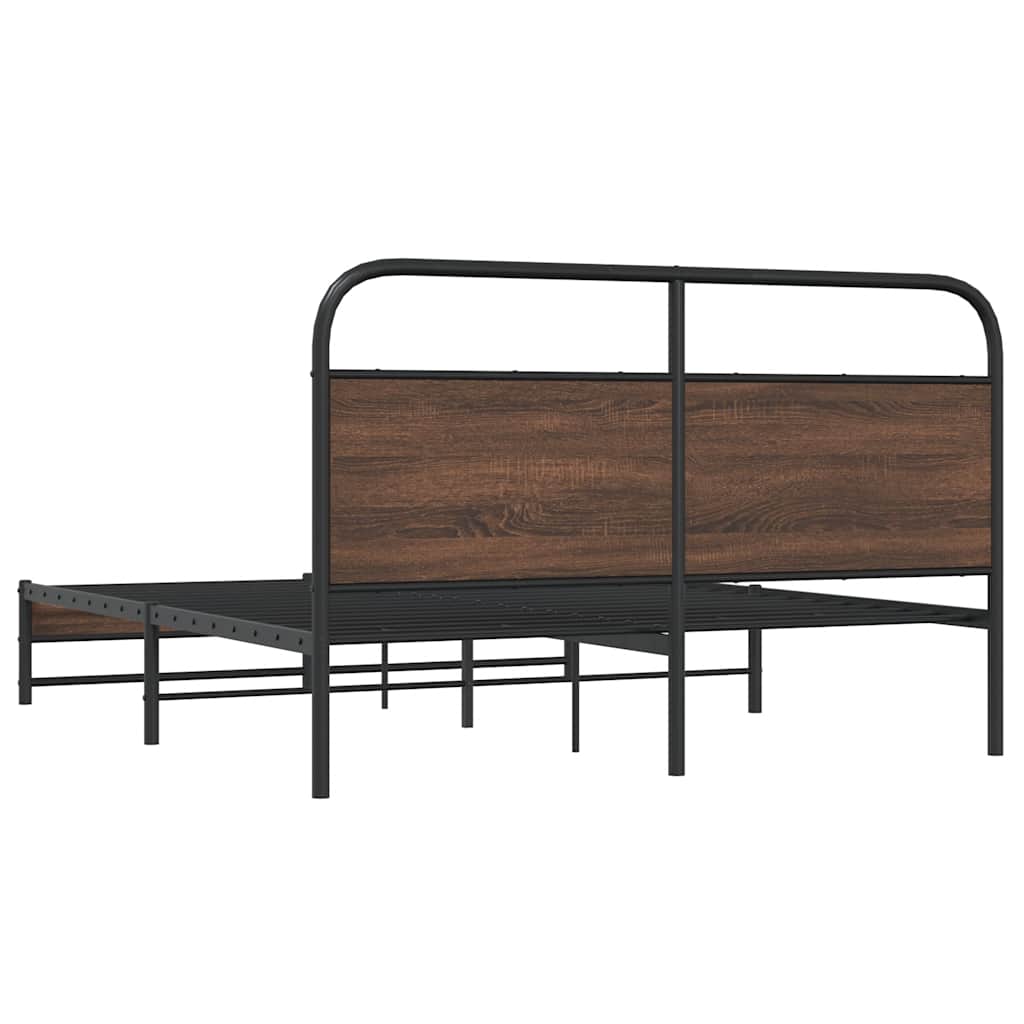 Bedframe zonder matras metaal bruin eikenkleurig 160x200 cm is nu te koop bij PeponiXL, paradijselijk wonen!