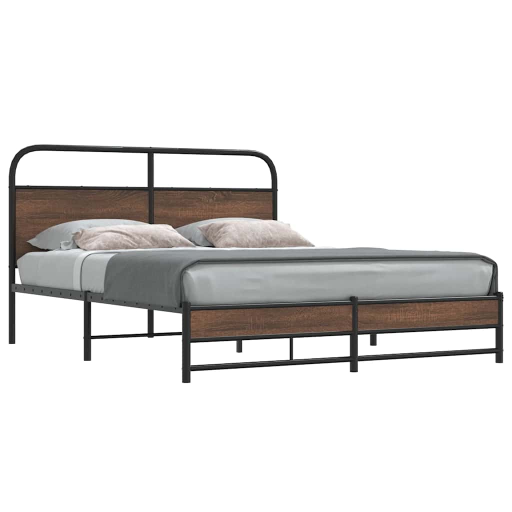 Bedframe zonder matras metaal bruin eikenkleurig 160x200 cm is nu te koop bij PeponiXL, paradijselijk wonen!