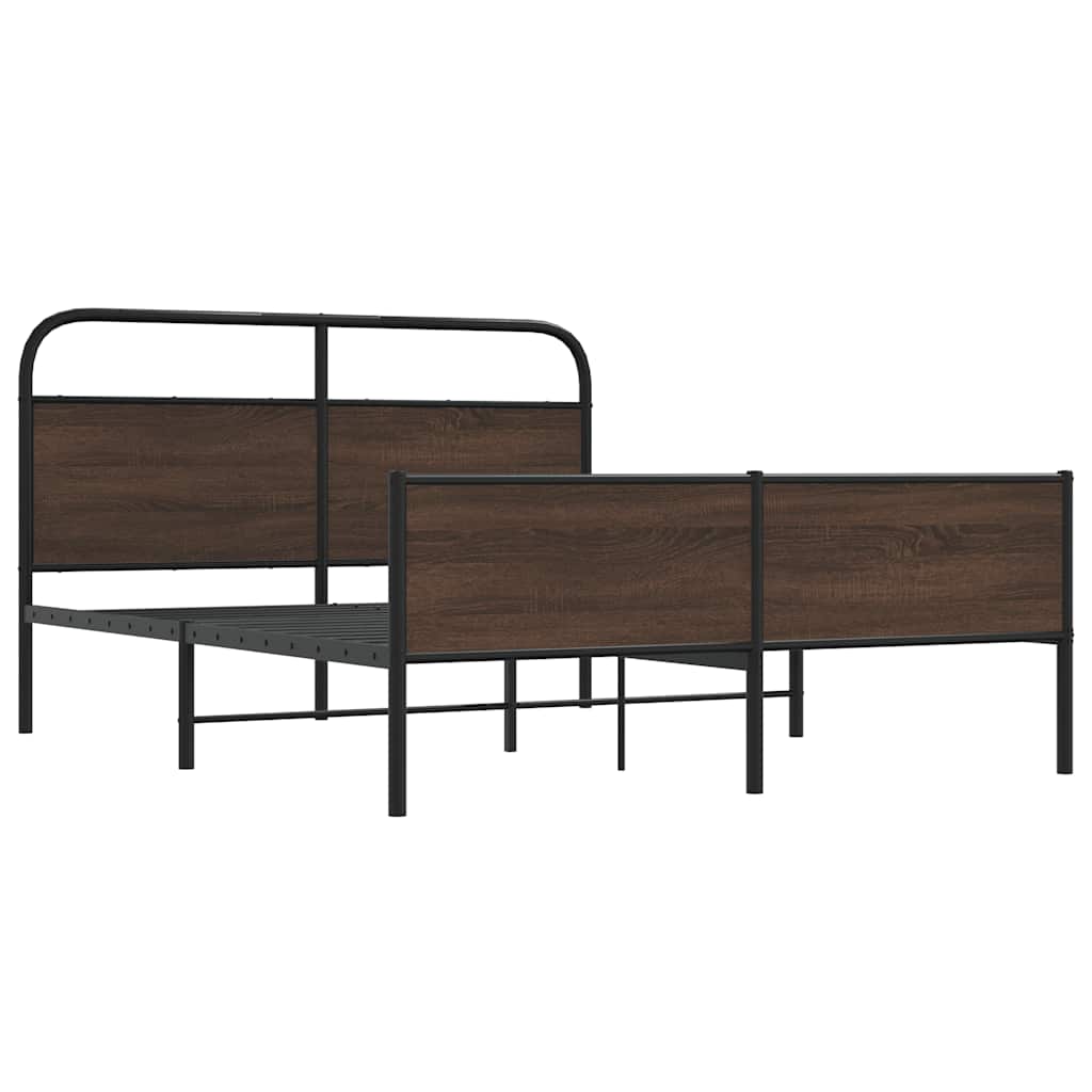 Bedframe zonder matras metaal bruin eikenkleurig 150x200 cm is nu te koop bij PeponiXL, paradijselijk wonen!