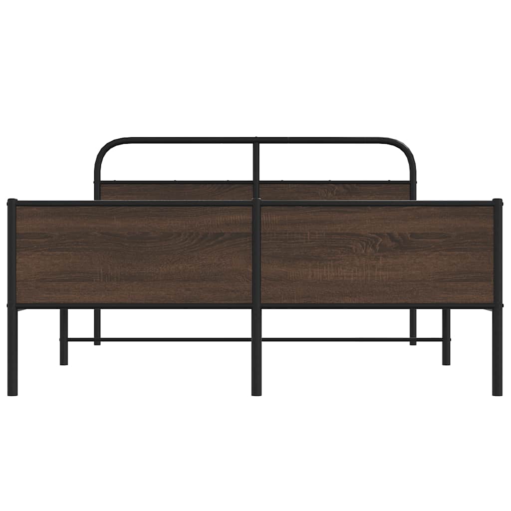 Bedframe zonder matras metaal bruin eikenkleurig 150x200 cm is nu te koop bij PeponiXL, paradijselijk wonen!