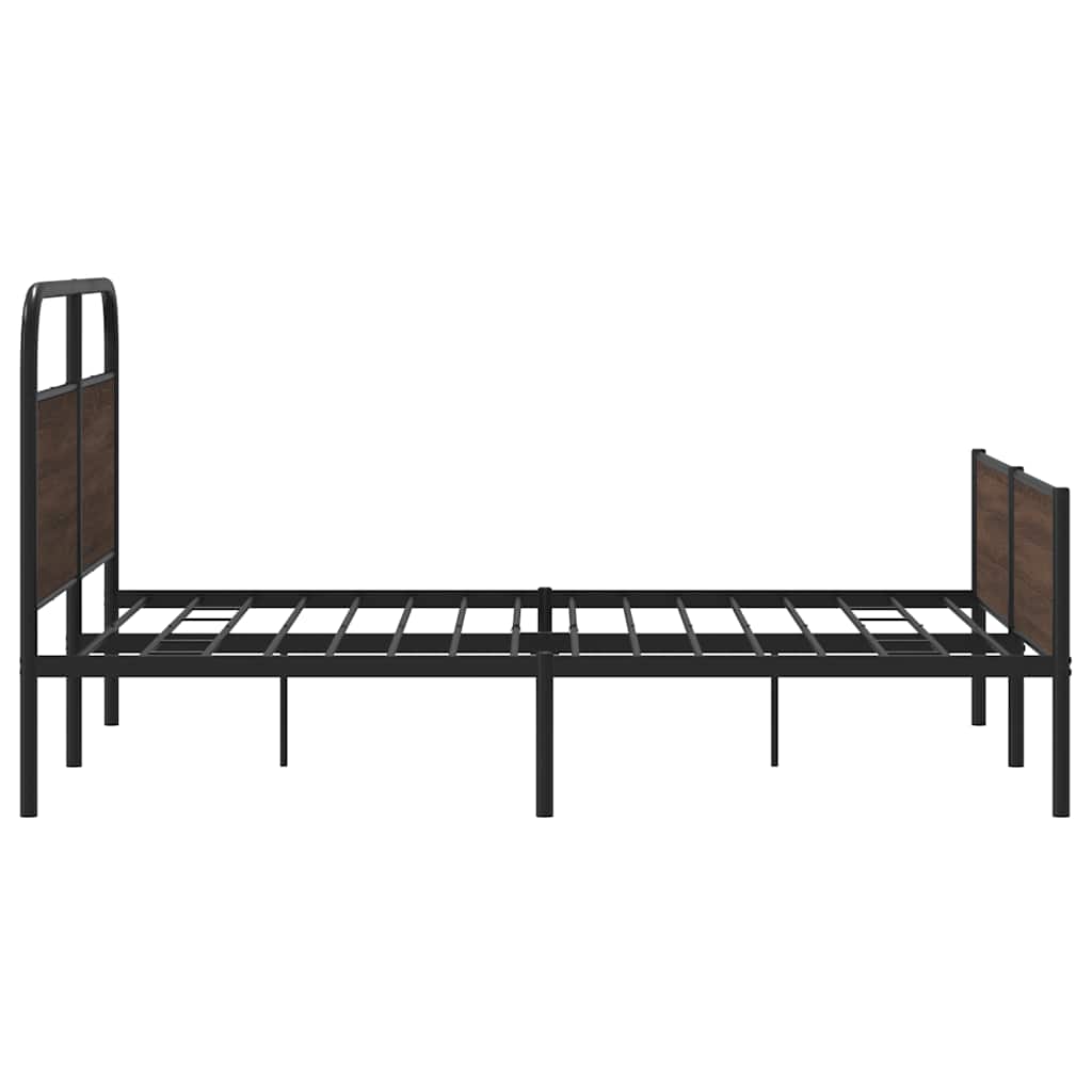 Bedframe zonder matras metaal bruin eikenkleurig 150x200 cm is nu te koop bij PeponiXL, paradijselijk wonen!