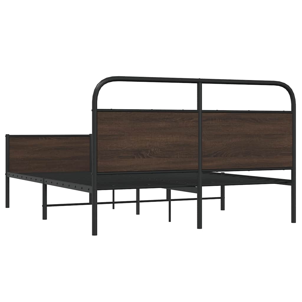 Bedframe zonder matras metaal bruin eikenkleurig 150x200 cm is nu te koop bij PeponiXL, paradijselijk wonen!