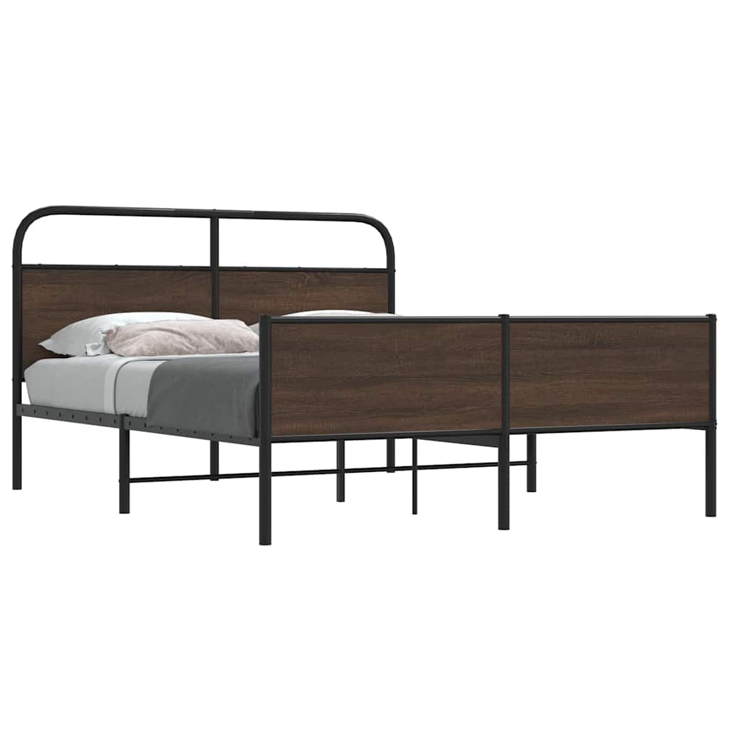 Bedframe zonder matras metaal bruin eikenkleurig 150x200 cm is nu te koop bij PeponiXL, paradijselijk wonen!