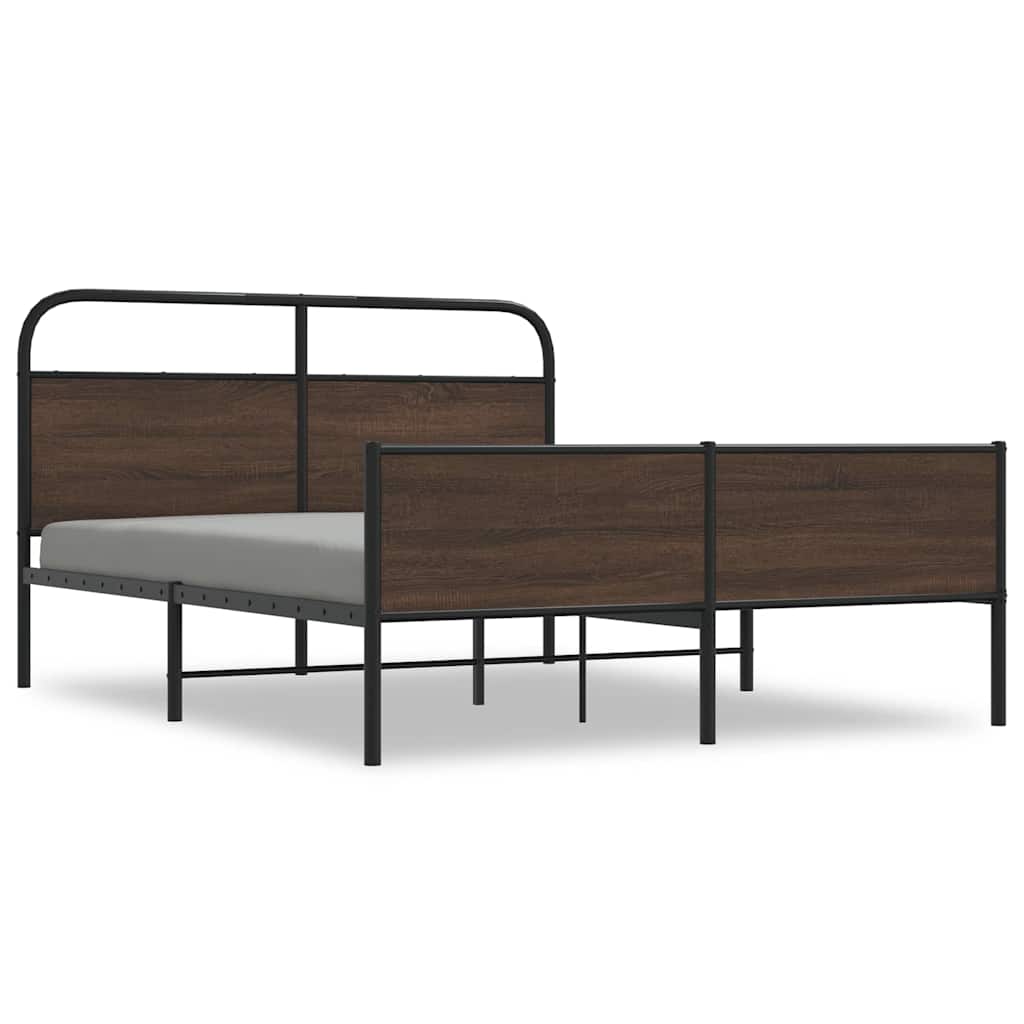 Bedframe zonder matras metaal bruin eikenkleurig 160x200 cm is nu te koop bij PeponiXL, paradijselijk wonen!