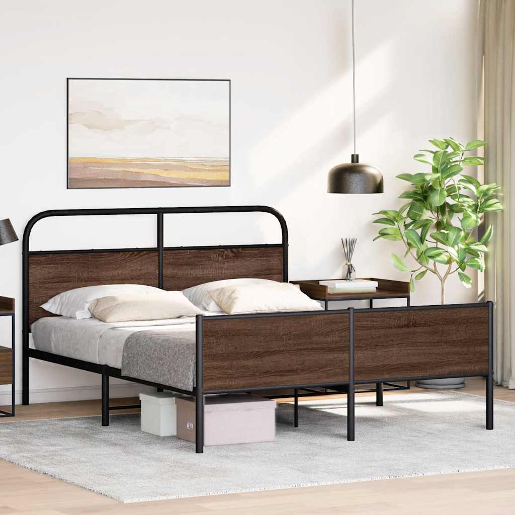 Bedframe zonder matras metaal bruin eikenkleurig 160x200 cm is nu te koop bij PeponiXL, paradijselijk wonen!