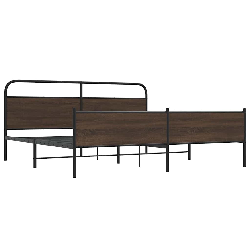 Bedframe zonder matras metaal bruin eikenkleur 180x200 cm is nu te koop bij PeponiXL, paradijselijk wonen!
