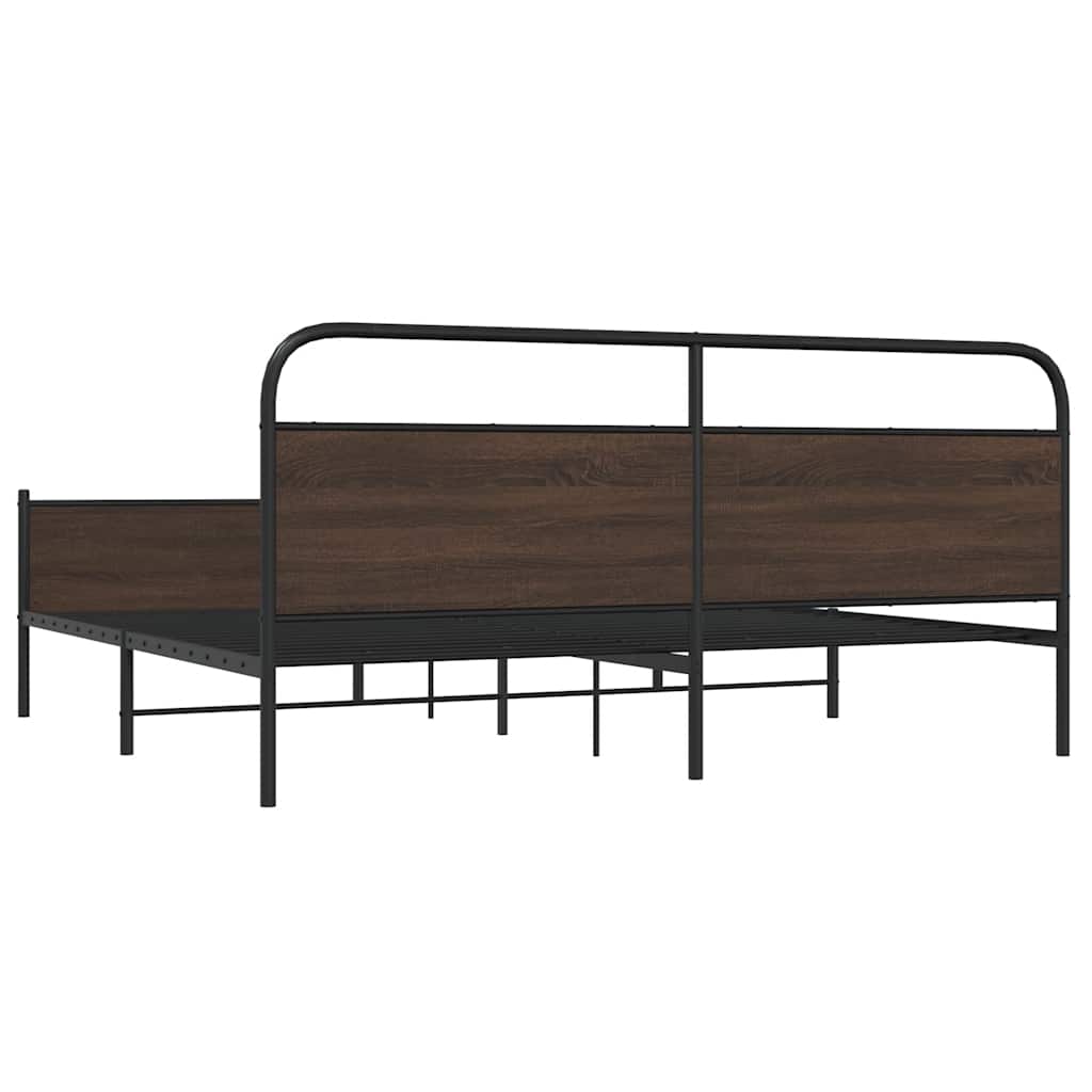 Bedframe zonder matras metaal bruin eikenkleur 180x200 cm is nu te koop bij PeponiXL, paradijselijk wonen!