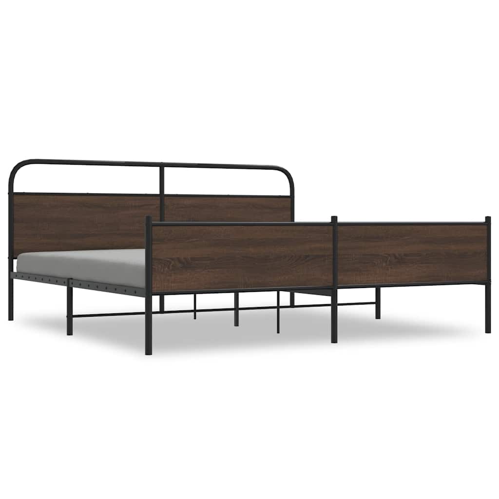 Bedframe zonder matras metaal bruin eikenkleur 183x213 cm is nu te koop bij PeponiXL, paradijselijk wonen!