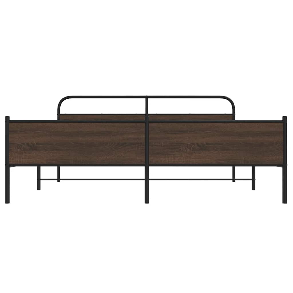 Bedframe zonder matras metaal bruin eikenkleur 183x213 cm is nu te koop bij PeponiXL, paradijselijk wonen!