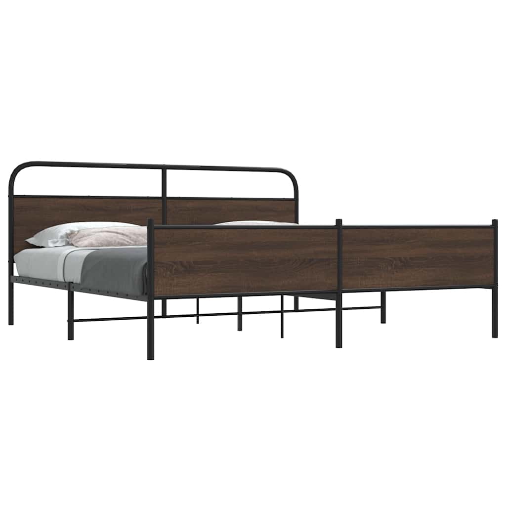 Bedframe zonder matras metaal bruin eikenkleur 183x213 cm is nu te koop bij PeponiXL, paradijselijk wonen!