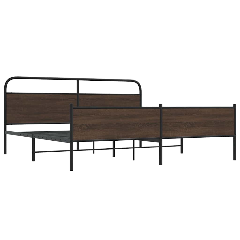 Bedframe zonder matras metaal bruin eikenkleur 193x203 cm is nu te koop bij PeponiXL, paradijselijk wonen!