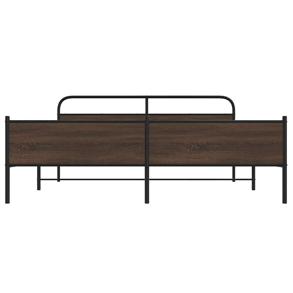 Bedframe zonder matras metaal bruin eikenkleur 193x203 cm is nu te koop bij PeponiXL, paradijselijk wonen!