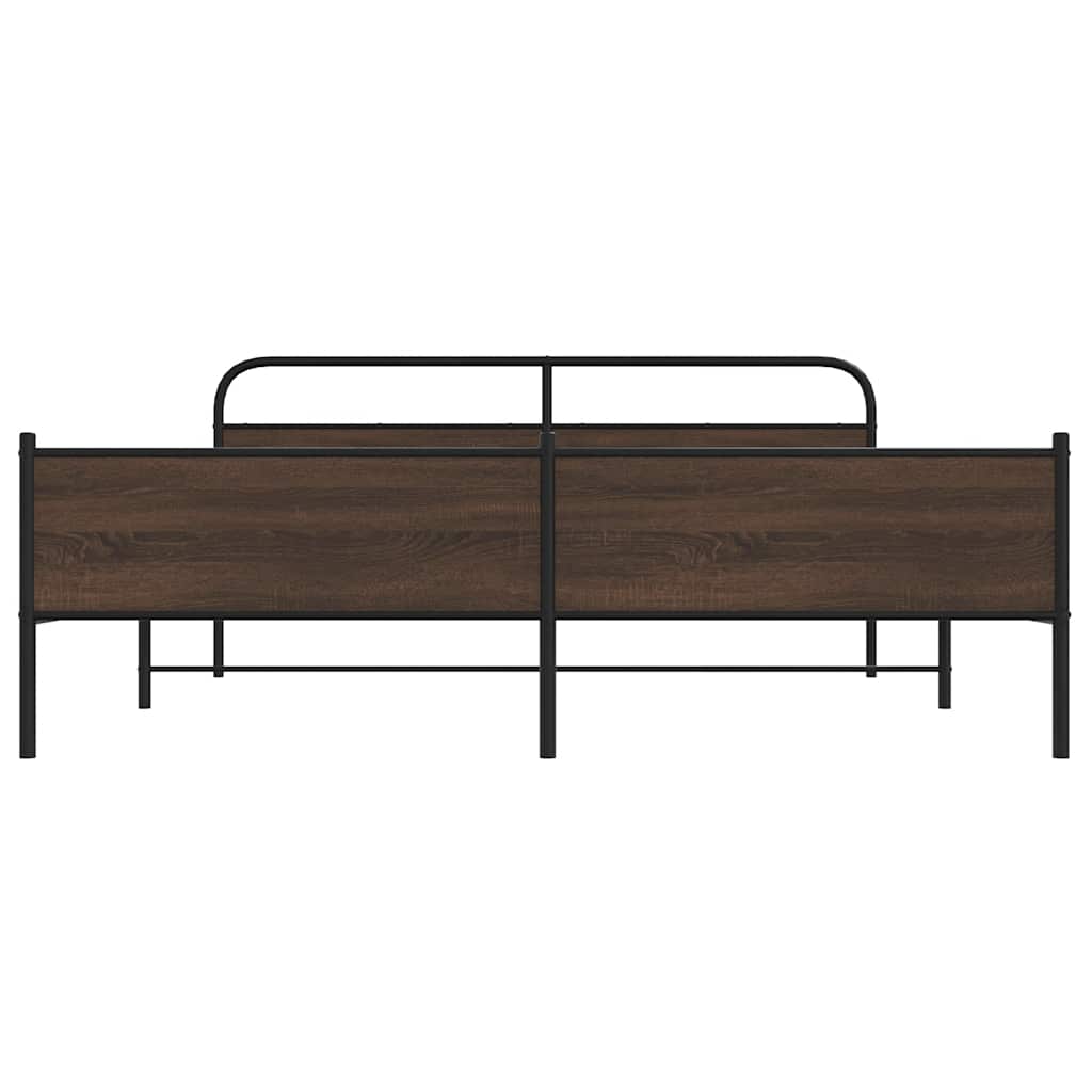 Bedframe zonder matras metaal bruin eikenkleurig 200x200 cm is nu te koop bij PeponiXL, paradijselijk wonen!