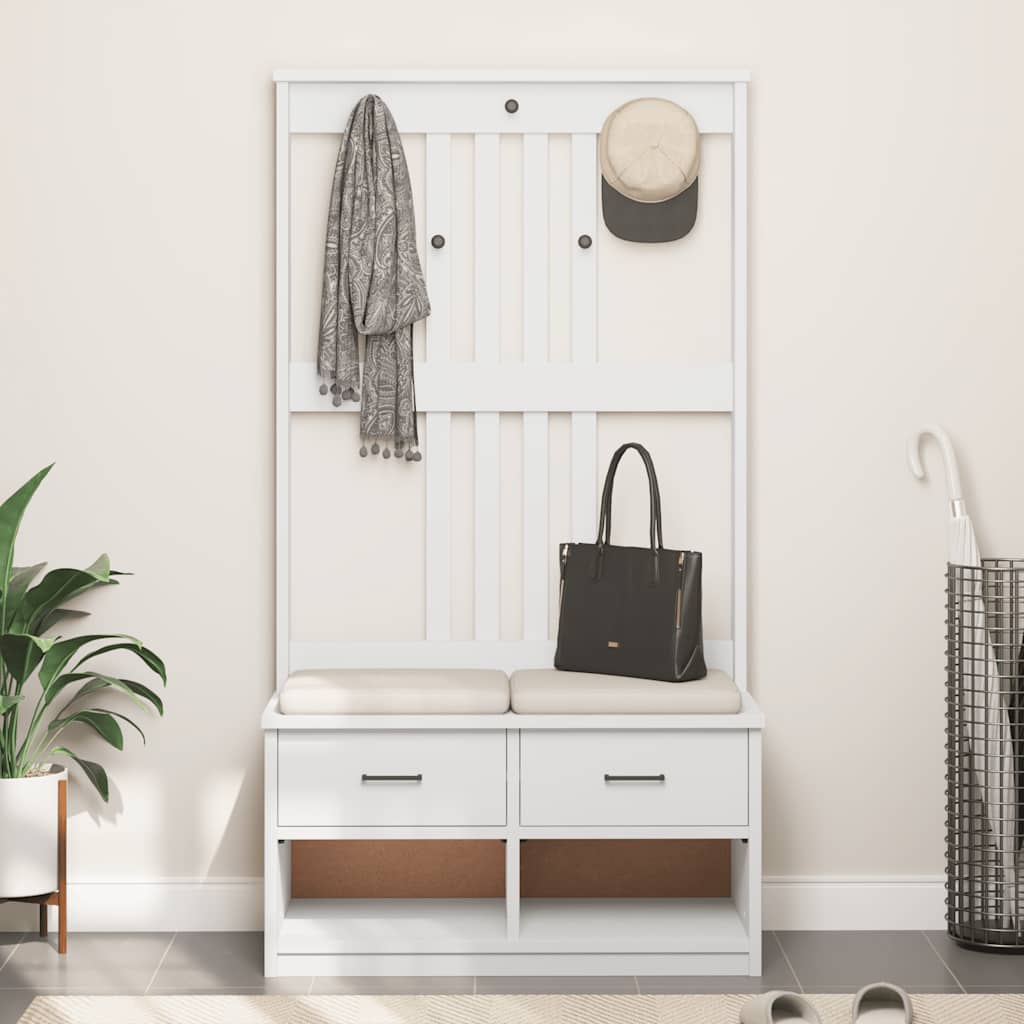 Kapstok SANDNES wit 87x40x159,5 cm massief grenenhout is nu te koop bij PeponiXL, paradijselijk wonen!