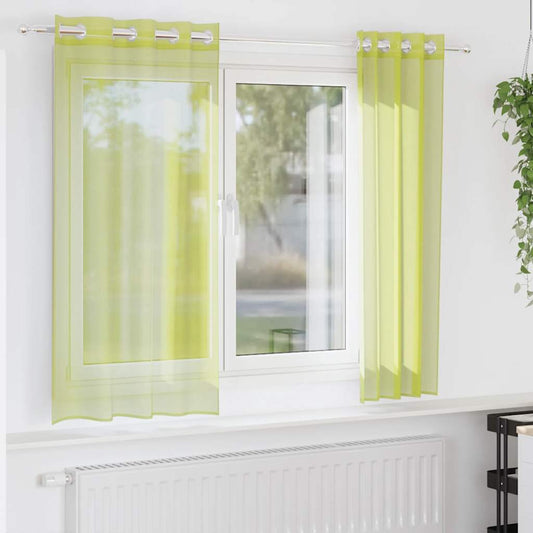 Gordijnen voile met doorvoertules 2 st 140x175 cm appelgroen is nu te koop bij PeponiXL, paradijselijk wonen!