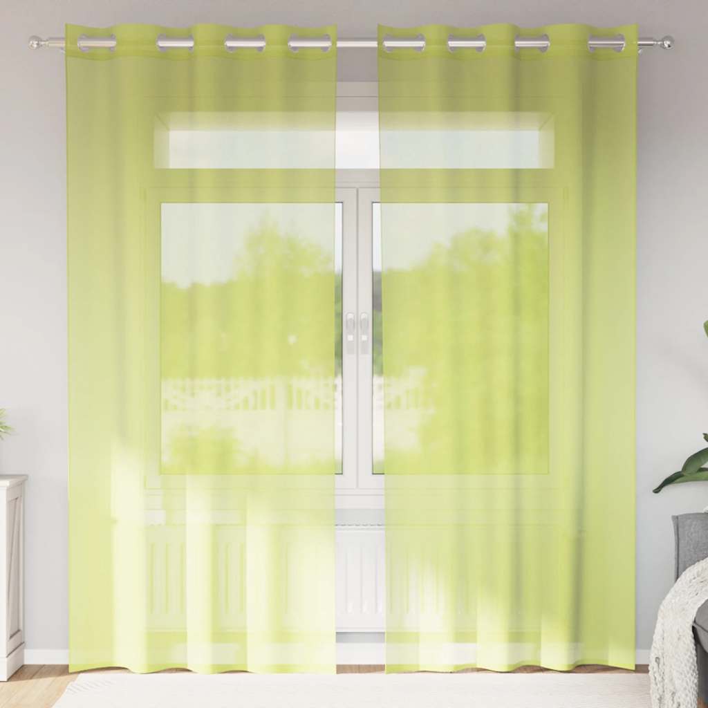 Gordijnen voile met doorvoertules 2 st 140x225 cm appelgroen is nu te koop bij PeponiXL, paradijselijk wonen!