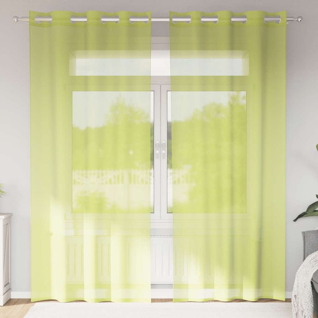 Gordijnen voile met doorvoertules 2 st 140x245 cm appelgroen is nu te koop bij PeponiXL, paradijselijk wonen!