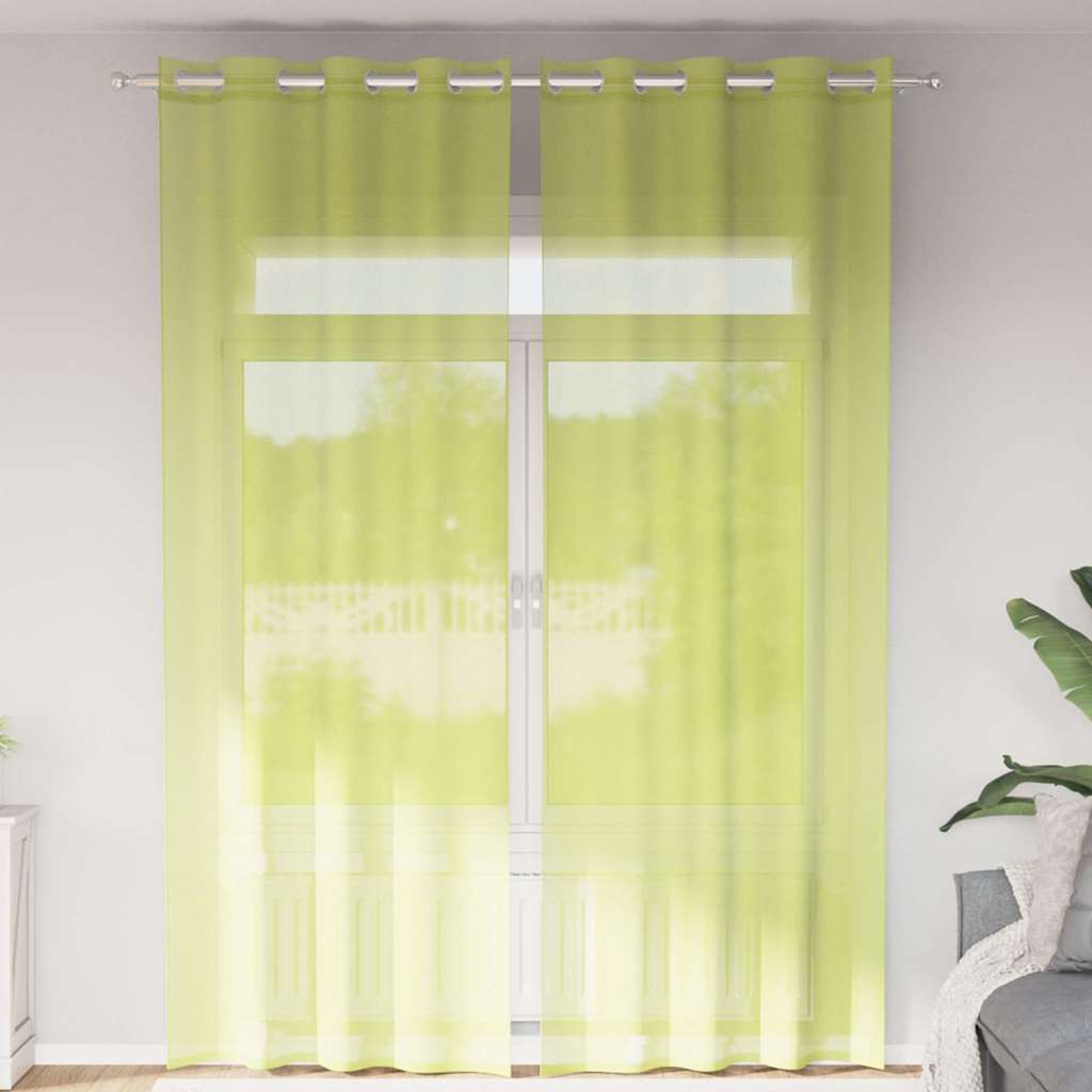 Gordijnen Voile met doorvoertules 2 st 140x260 cm appelgroen is nu te koop bij PeponiXL, paradijselijk wonen!