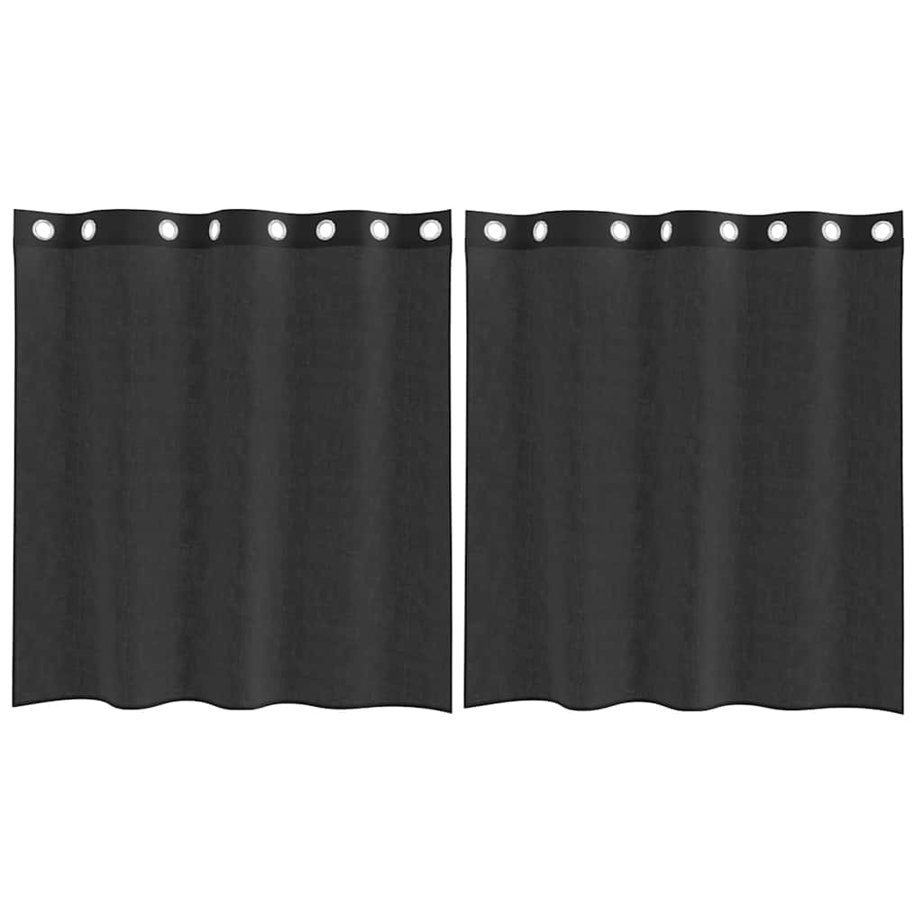 Gordijnen voile met doorvoertules 2 st 140x140 cm zwart is nu te koop bij PeponiXL, paradijselijk wonen!