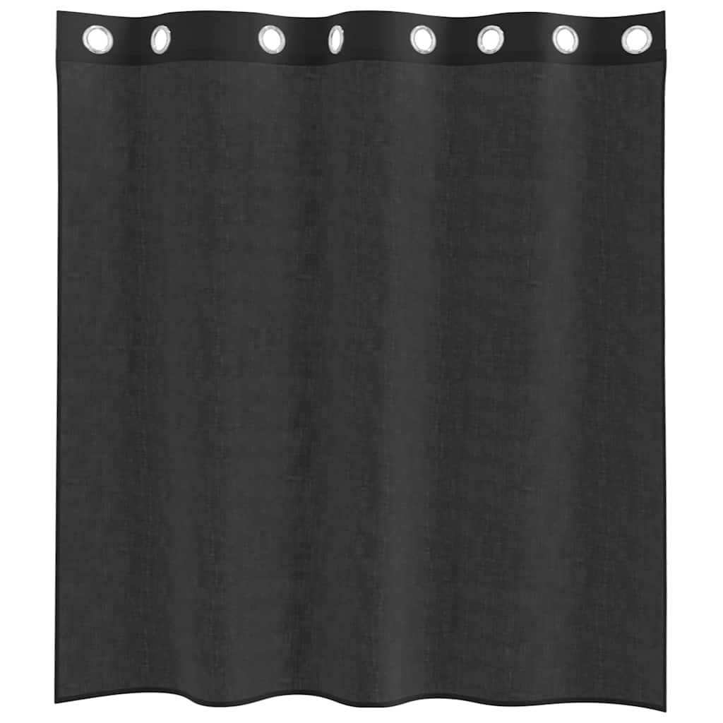 Gordijnen voile met doorvoertules 2 st 140x140 cm zwart is nu te koop bij PeponiXL, paradijselijk wonen!