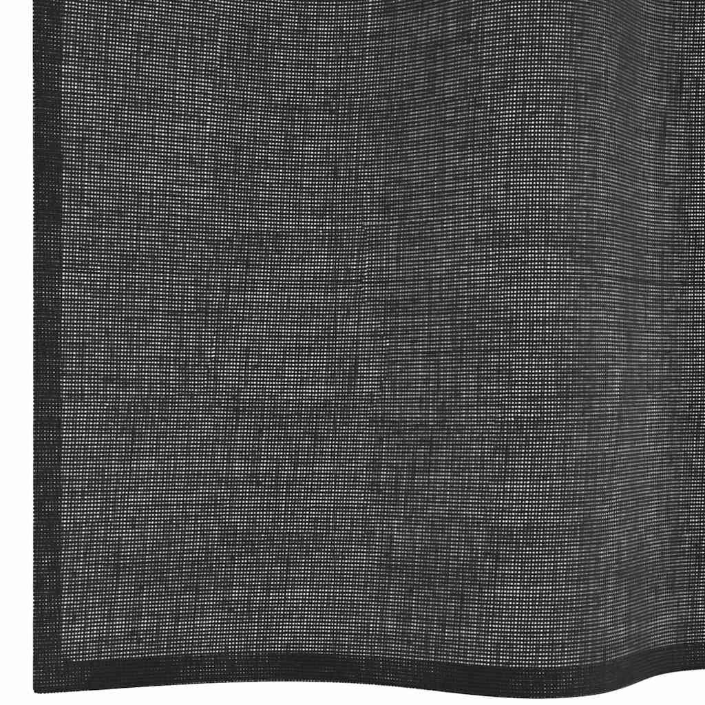 Gordijnen voile met doorvoertules 2 st 140x140 cm zwart is nu te koop bij PeponiXL, paradijselijk wonen!