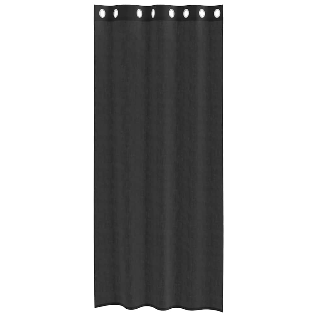 Gordijnen voile met doorvoertules 2 st 140x225 cm zwart is nu te koop bij PeponiXL, paradijselijk wonen!
