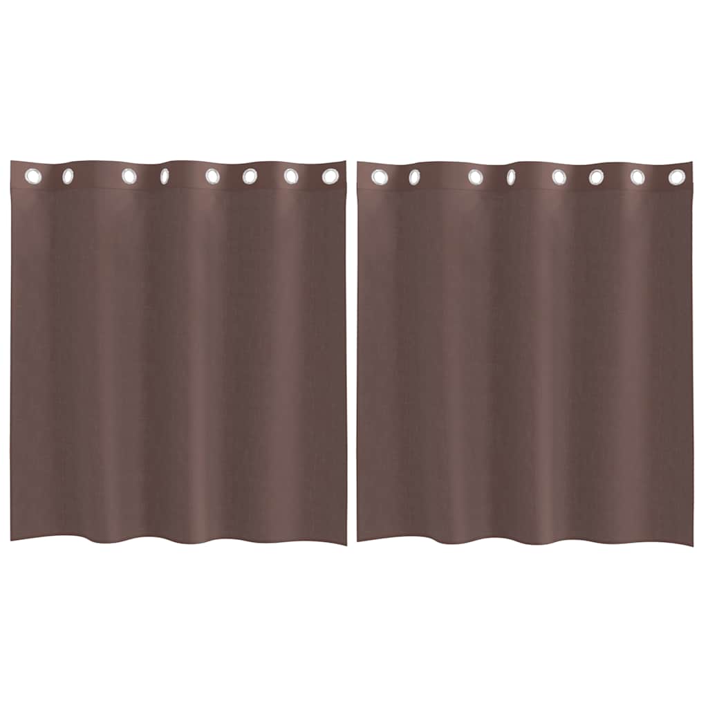 Gordijnen voile met doorvoertules 2 st 140x140 cm bruin is nu te koop bij PeponiXL, paradijselijk wonen!