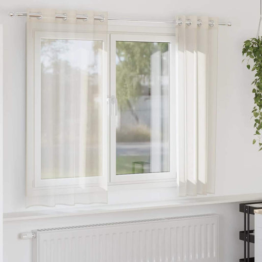 Gordijnen voile met doorvoertules 2 st 140x140 cm crèmekleurig is nu te koop bij PeponiXL, paradijselijk wonen!