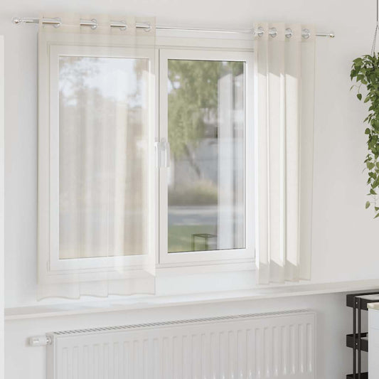 Gordijnen voile met doorvoertules 2 st 140x175 cm crèmekleurig is nu te koop bij PeponiXL, paradijselijk wonen!