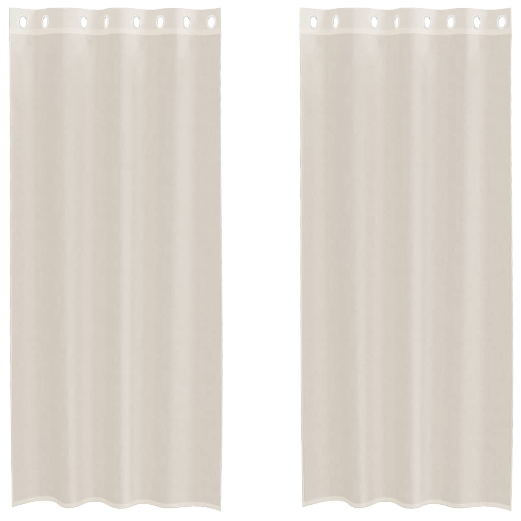 Gordijnen voile met doorvoertules 2 st 140x225 cm crèmekleurig is nu te koop bij PeponiXL, paradijselijk wonen!