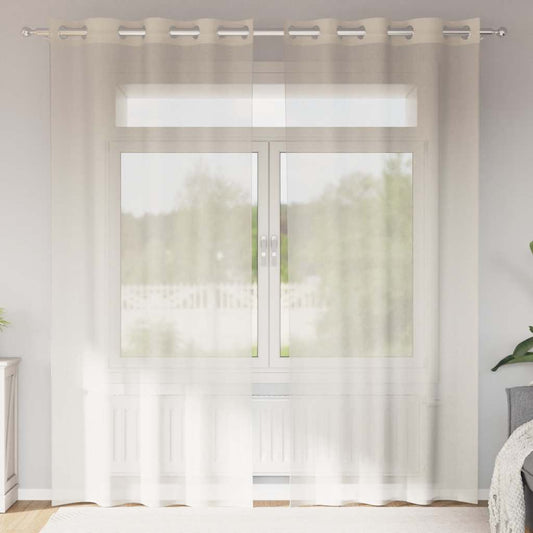 Gordijnen voile met doorvoertules 2 st 140x225 cm crèmekleurig is nu te koop bij PeponiXL, paradijselijk wonen!