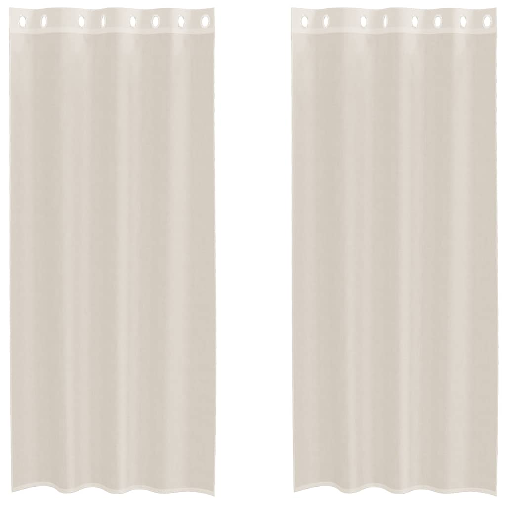 Gordijnen voile met doorvoertules 2 st 140x245 cm crèmekleurig is nu te koop bij PeponiXL, paradijselijk wonen!