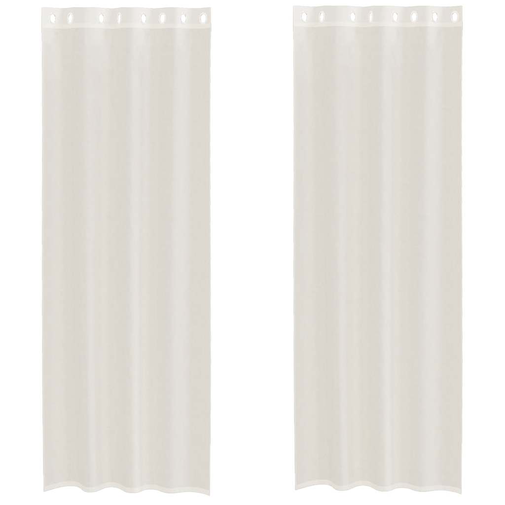 Gordijnen voile met doorvoertules 2 st 140x260 cm crèmekleurig is nu te koop bij PeponiXL, paradijselijk wonen!