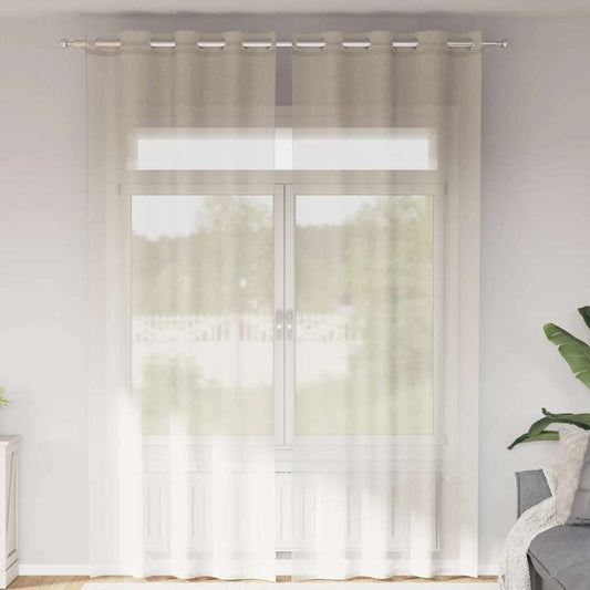 Gordijnen Voile met doorvoertules 2 st 140x300 cm crème is nu te koop bij PeponiXL, paradijselijk wonen!