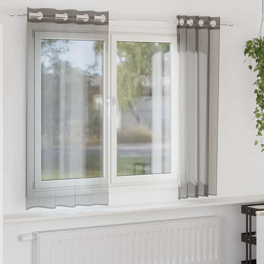 Gordijnen voile met doorvoertules 2 st 140x175 cm donkergrijs is nu te koop bij PeponiXL, paradijselijk wonen!